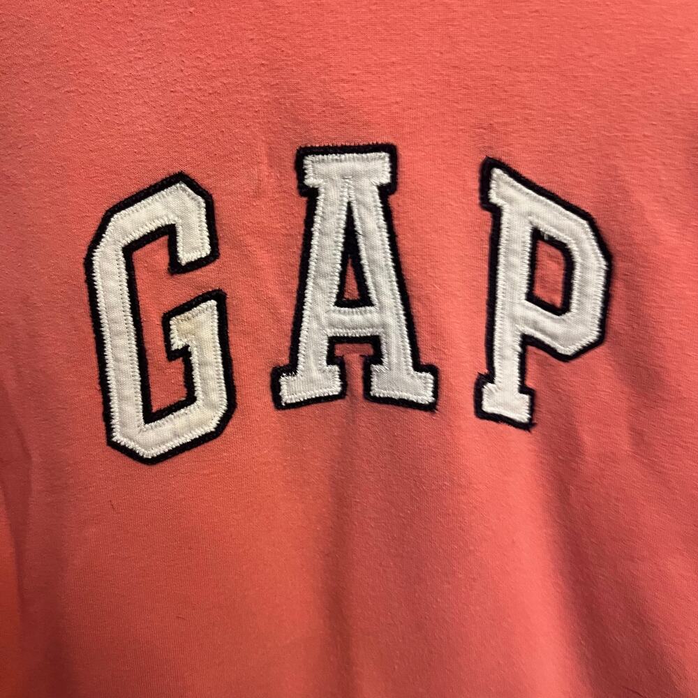 Vintage GAP Stretch Hoodie XL Coral Pink Logo Sweatshirt Retro Athleisure - Picture 12 of 12